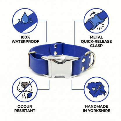 Electric Blue Waterproof Biothane Metal Clasp Dog Collar