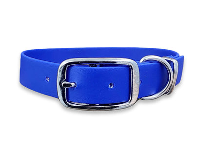 Electric Blue waterproof Biothane buckle dog collar – odour-free, flexible and perfect for outdoor dogs – by Collared Creatures