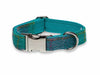 Extra Wide 38mm - Teal & Lilac Check Harris Tweed Dog Collar