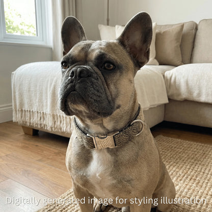 Green Block Herringbone Luxury Harris Tweed Dog Collar