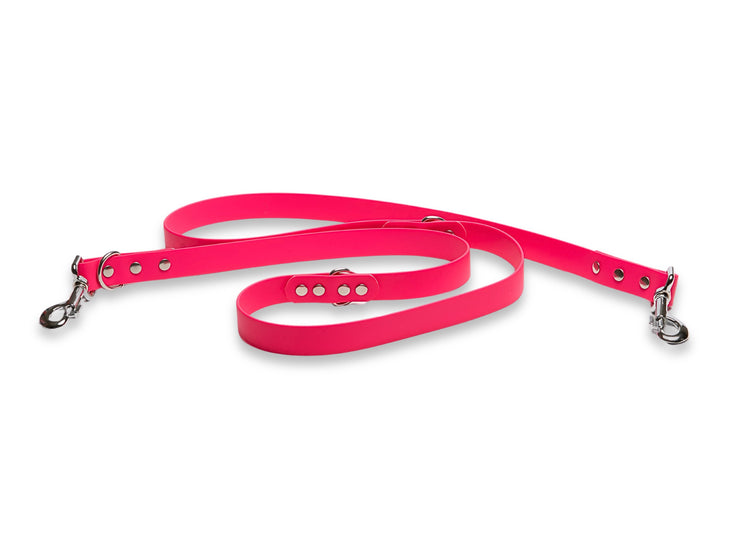 Fuchsia Pink Waterproof Biothane Dog Training Lead – Adjustable 1.9m Leash