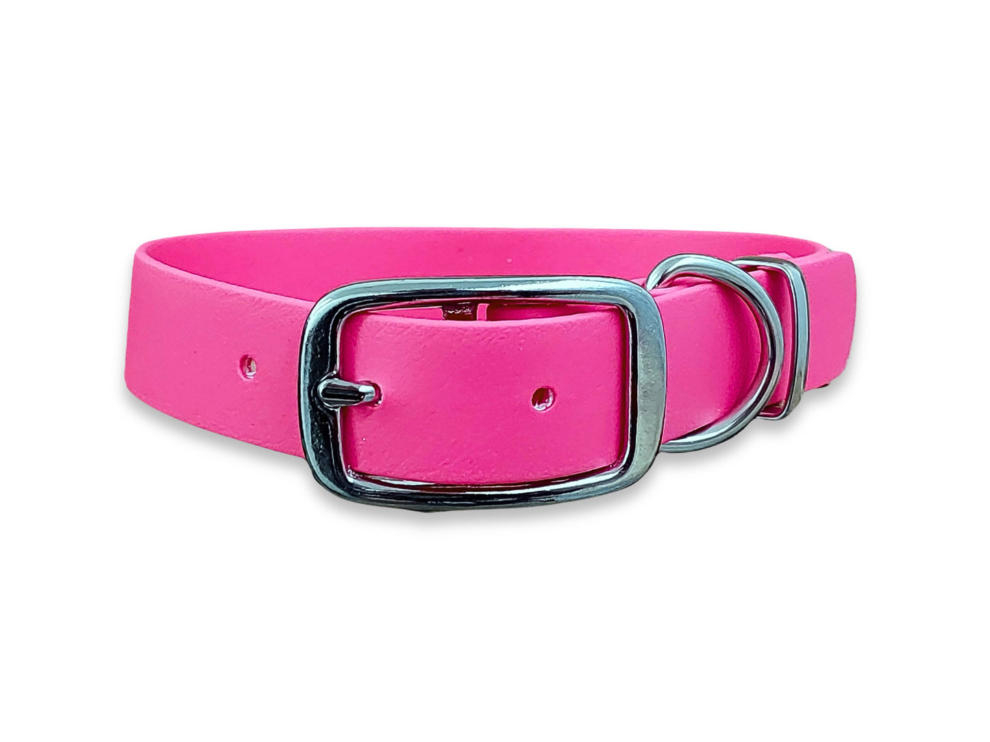 Adjustable Biothane dog collar in Fuchsia – waterproof and easy to clean – by Collared Creatures