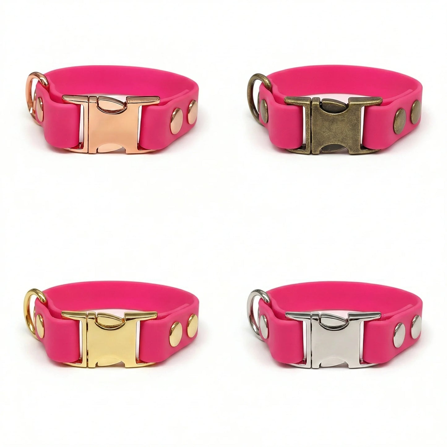 Fuchsia Small Breed Waterproof Biothane Dog Collar 21cm to 28cm Neck