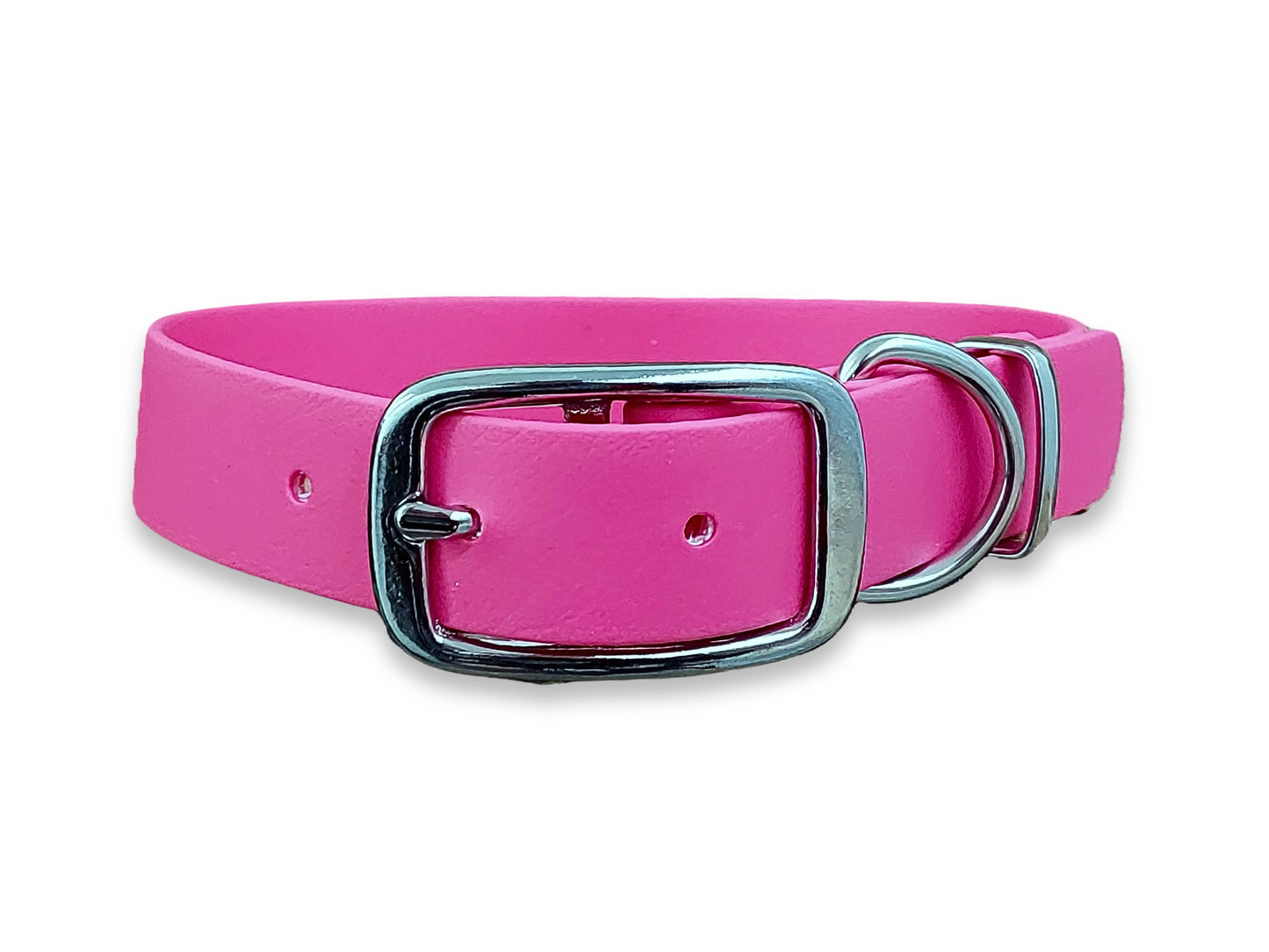 Adjustable Biothane dog collar in Fuchsia – waterproof and easy to clean – by Collared Creatures