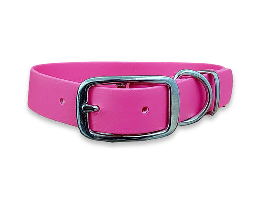 Adjustable Biothane dog collar in Fuchsia – waterproof and easy to clean – by Collared Creatures