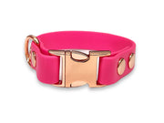 Fuschia pink Biothane dog collar for small dogs – waterproof, vibrant, lightweight and easy to clean