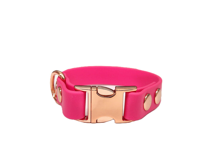 Fuschia Small Breed Waterproof Biothane Dog Collar 21cm to 28cm Neck