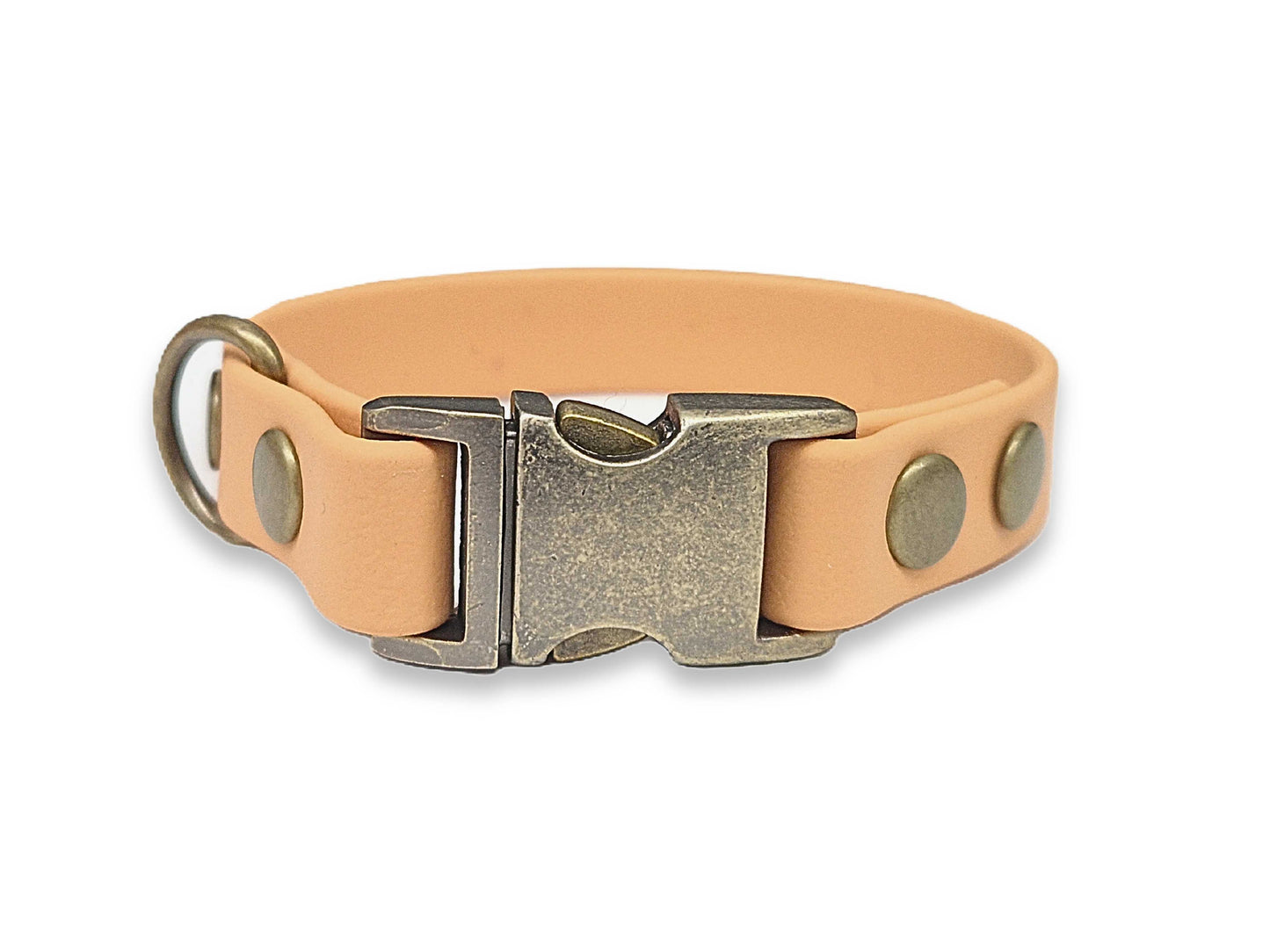 Golden Copper waterproof Biothane dog collar for small dogs – elegant, durable, and easy to clean