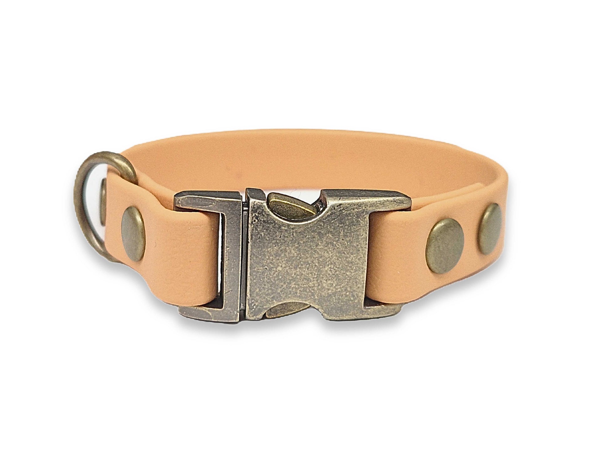 Golden Copper waterproof Biothane dog collar for small dogs – elegant, durable, and easy to clean