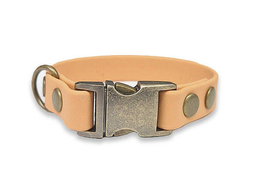 Golden Copper waterproof Biothane dog collar for small dogs – elegant, durable, and easy to clean
