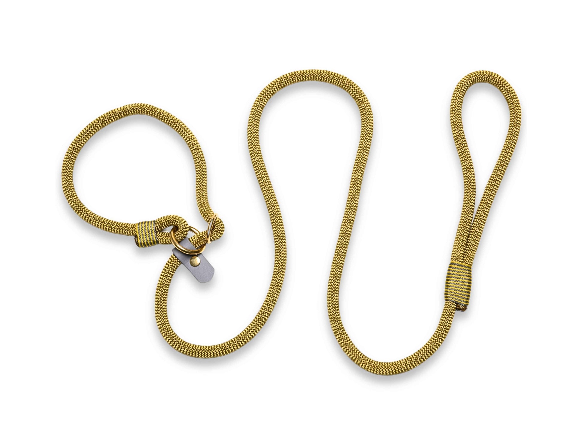 Handmade rope slip or clip lead Golden Treasure. Gold Coloured Rope Dog Leash, Handmade by Collared Creatures in the UK.