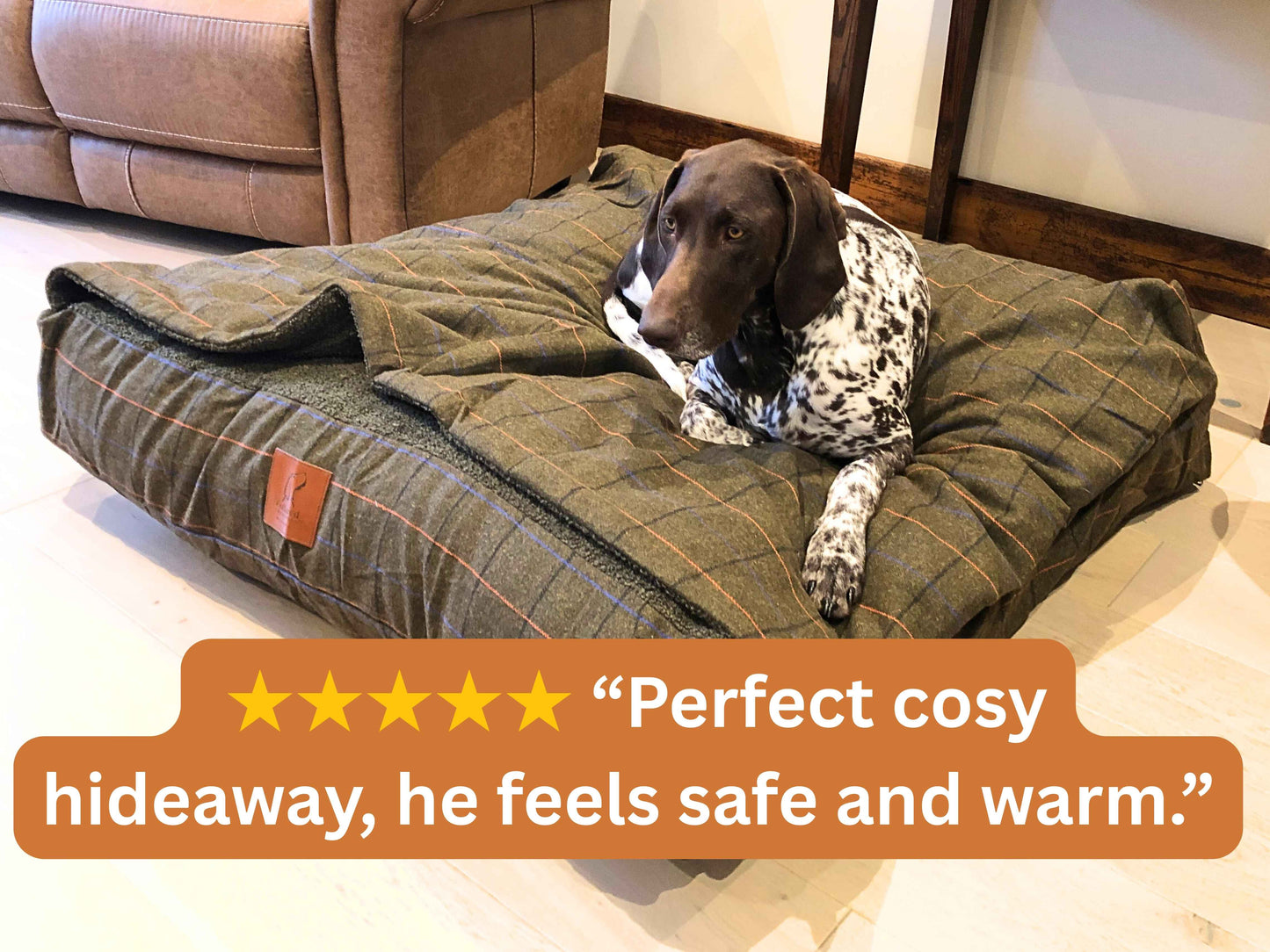 Green Tweed Luxury Dog Snuggle Bed - Snuggle Sack