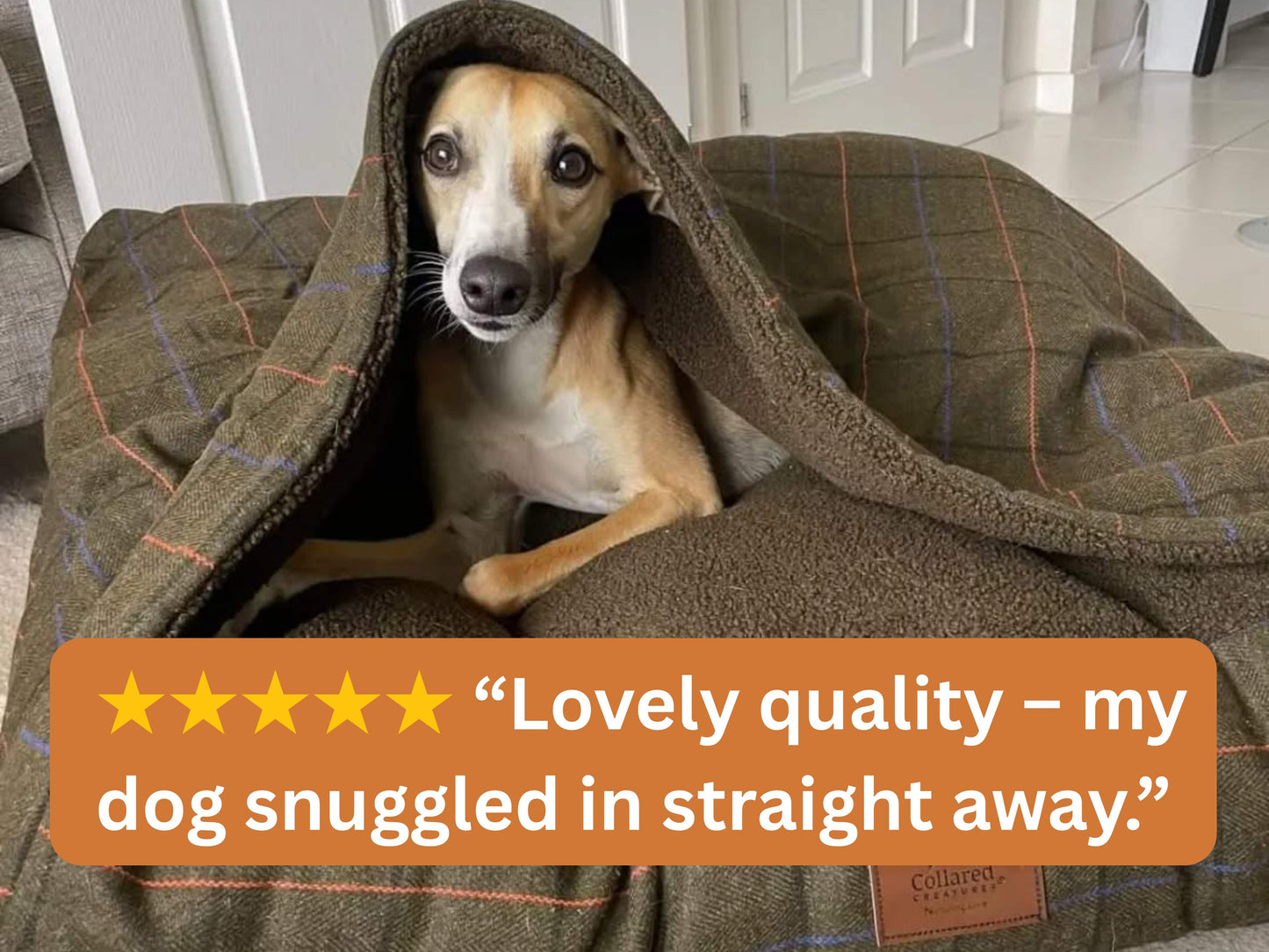 Green Tweed Luxury Dog Snuggle Bed - Snuggle Sack