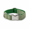Grünes Herringbone Luxus Harris Tweed Hundehalsband