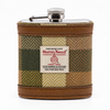 Green Block Herringbone Harris Tweed Hip Flask Gift Set