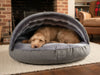 Grey Luxury Dog Cave Bed With Removable Firm Hood