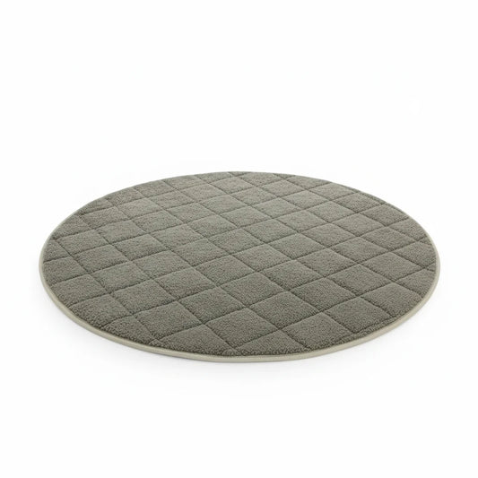 grey teddy fur round dog mat blanket