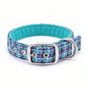 Teal, Lilac & Black Check - Buckle Fastening Luxury Harris Tweed Dog Collar
