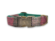 Heather check Harris Tweed dog collar with metal quick release clasp