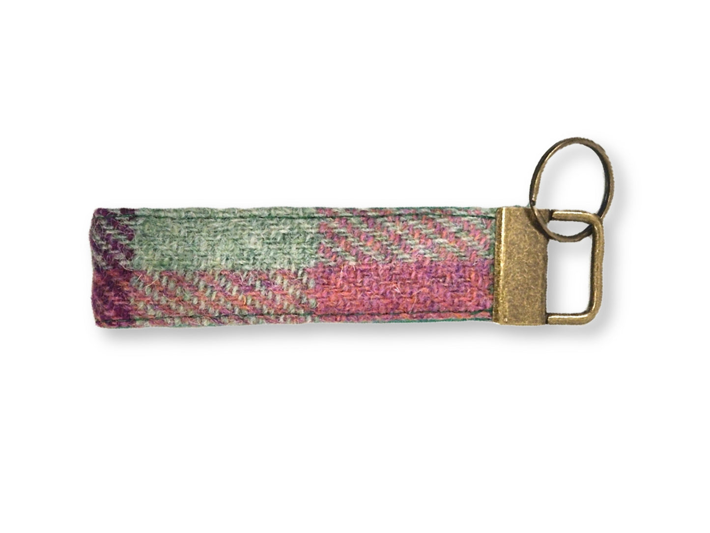 Heather check Harris Tweed keyring