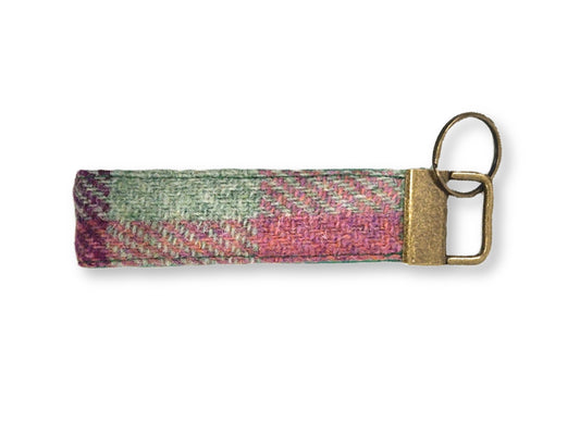 Heather check Harris Tweed keyring