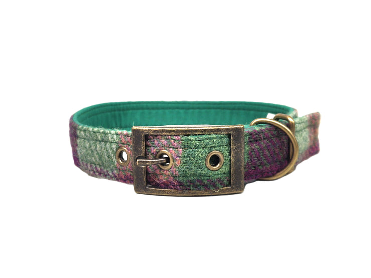 Heather Check -Buckle Fastening Luxury Harris Tweed Dog Collar