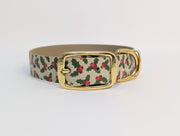 Christmas Holly  Printed Waterproof Biothane Dog Collar/collared creatures