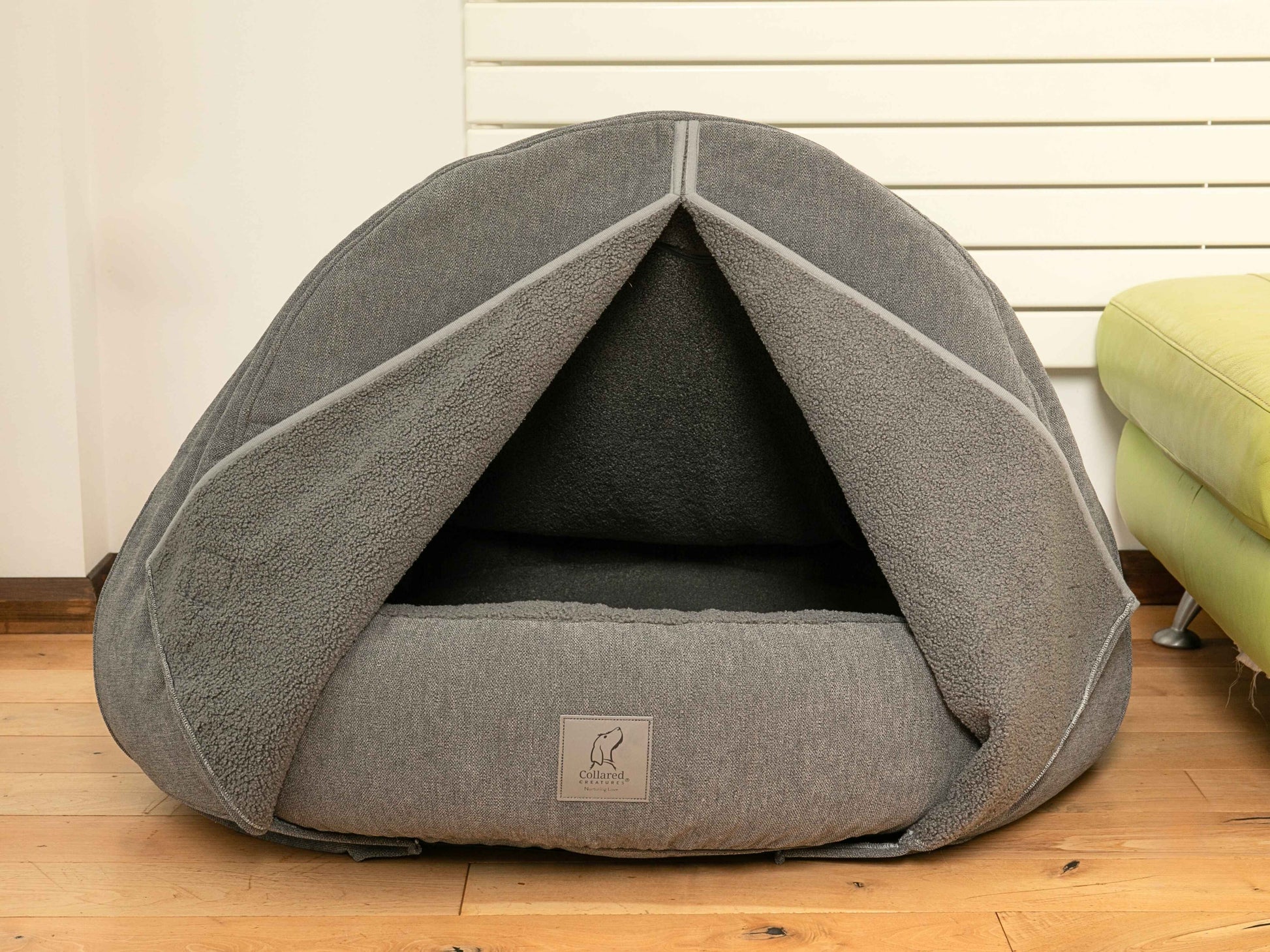 Grey Deluxe Comfort Cocoon Dog Bed by Collared Creatures