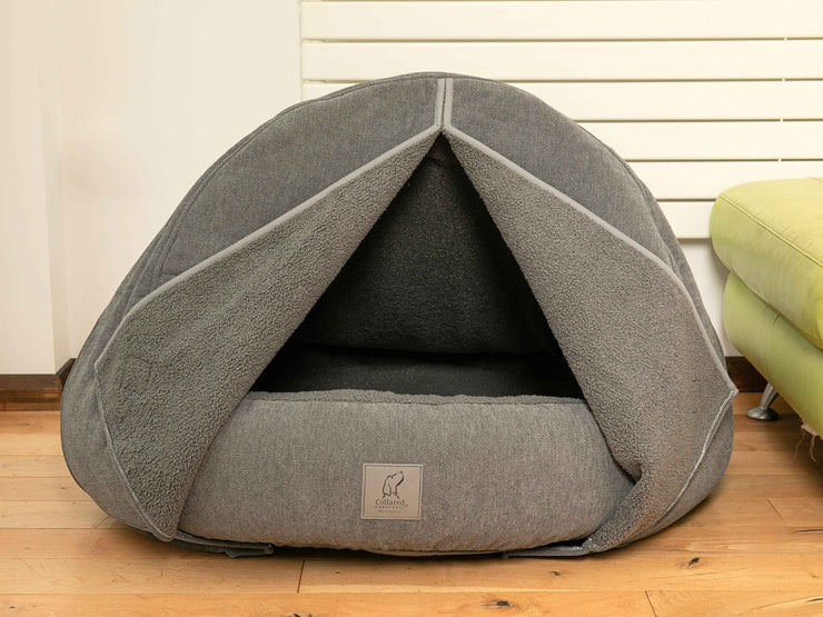 Grey Deluxe Comfort Cocoon Dog Bed by Collared Creatures