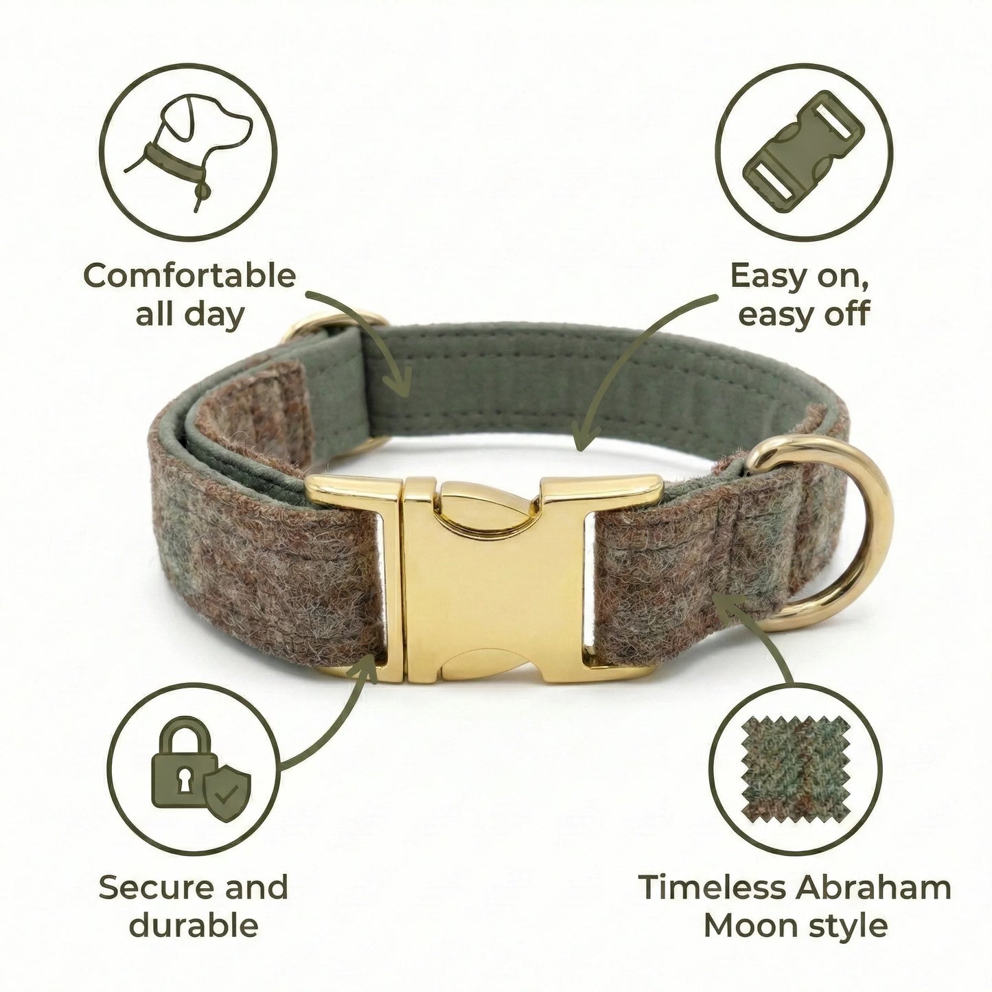 Abraham Moon Ingleton Natural Luxury Dog Collar