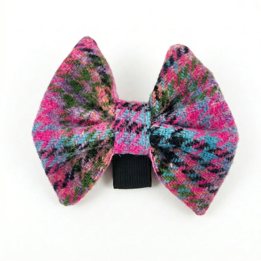 Kaleidoscope Houndstooth Tweed Dog Bow Tie handmade by collared creatures