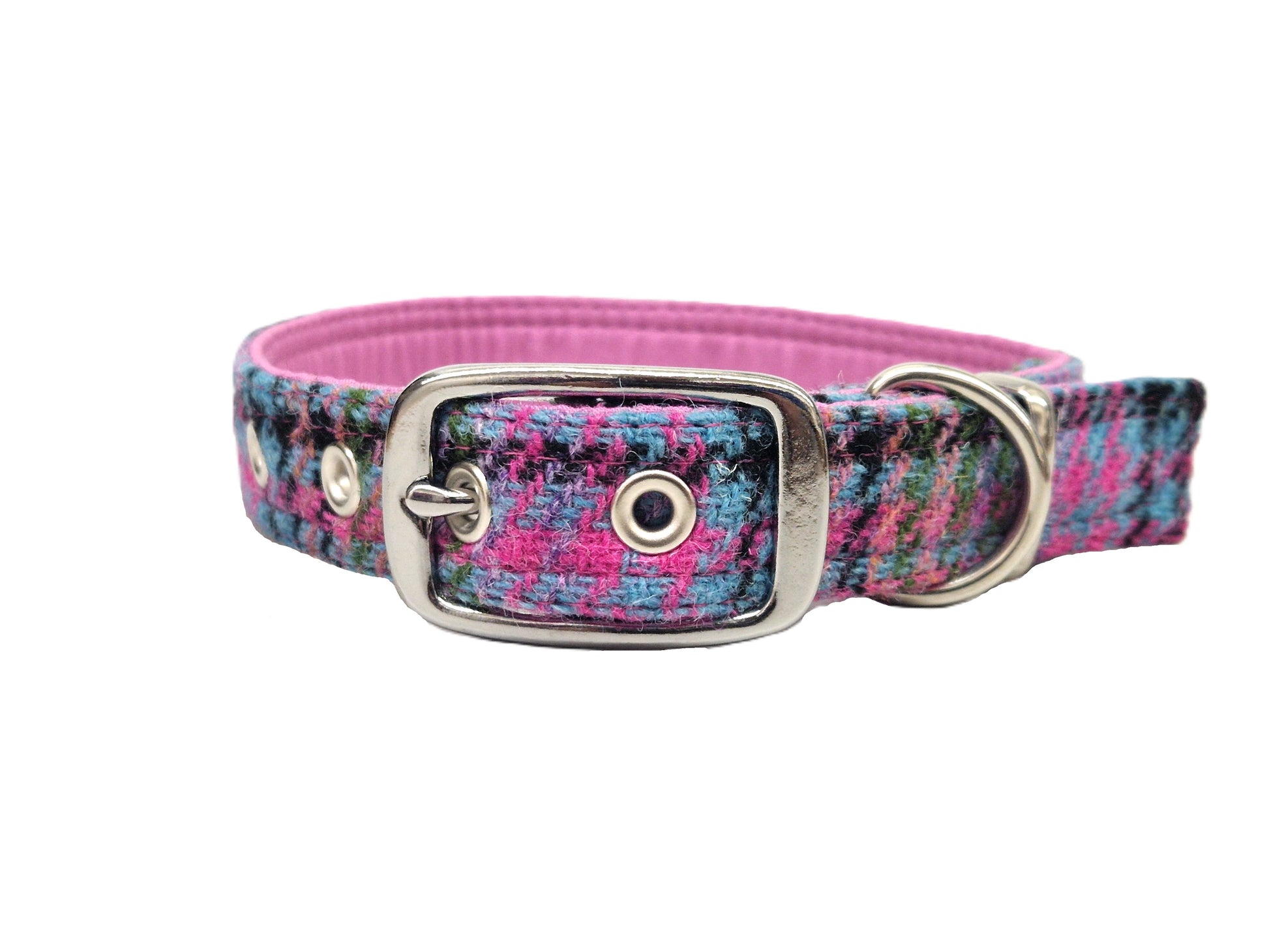 Kaleidoscope Houndstooth - Buckle Fastening Luxury  Tweed Dog Collar