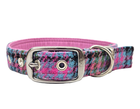 Kaleidoscope Houndstooth - Buckle Fastening Luxury  Tweed Dog Collar/collared creatures