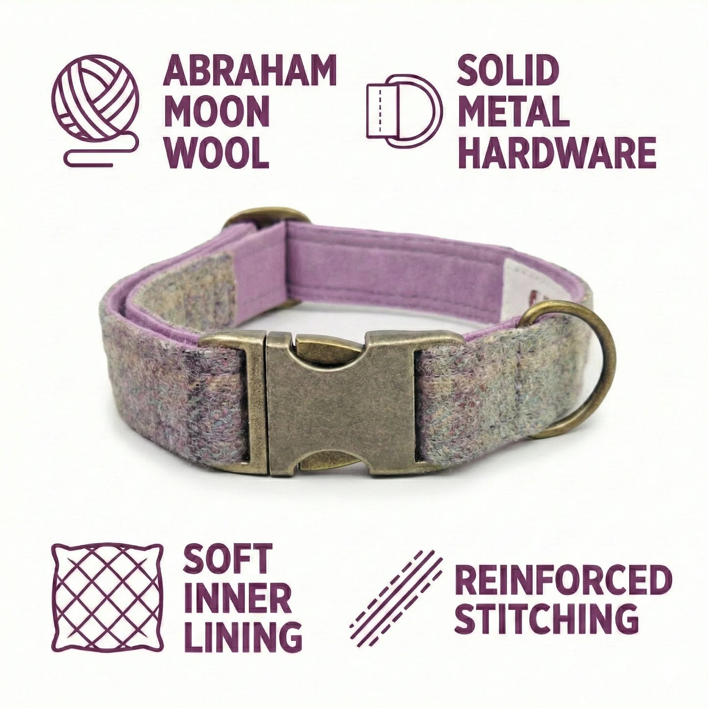 Abraham Moon Kincraig Heather Luxury Dog Collar