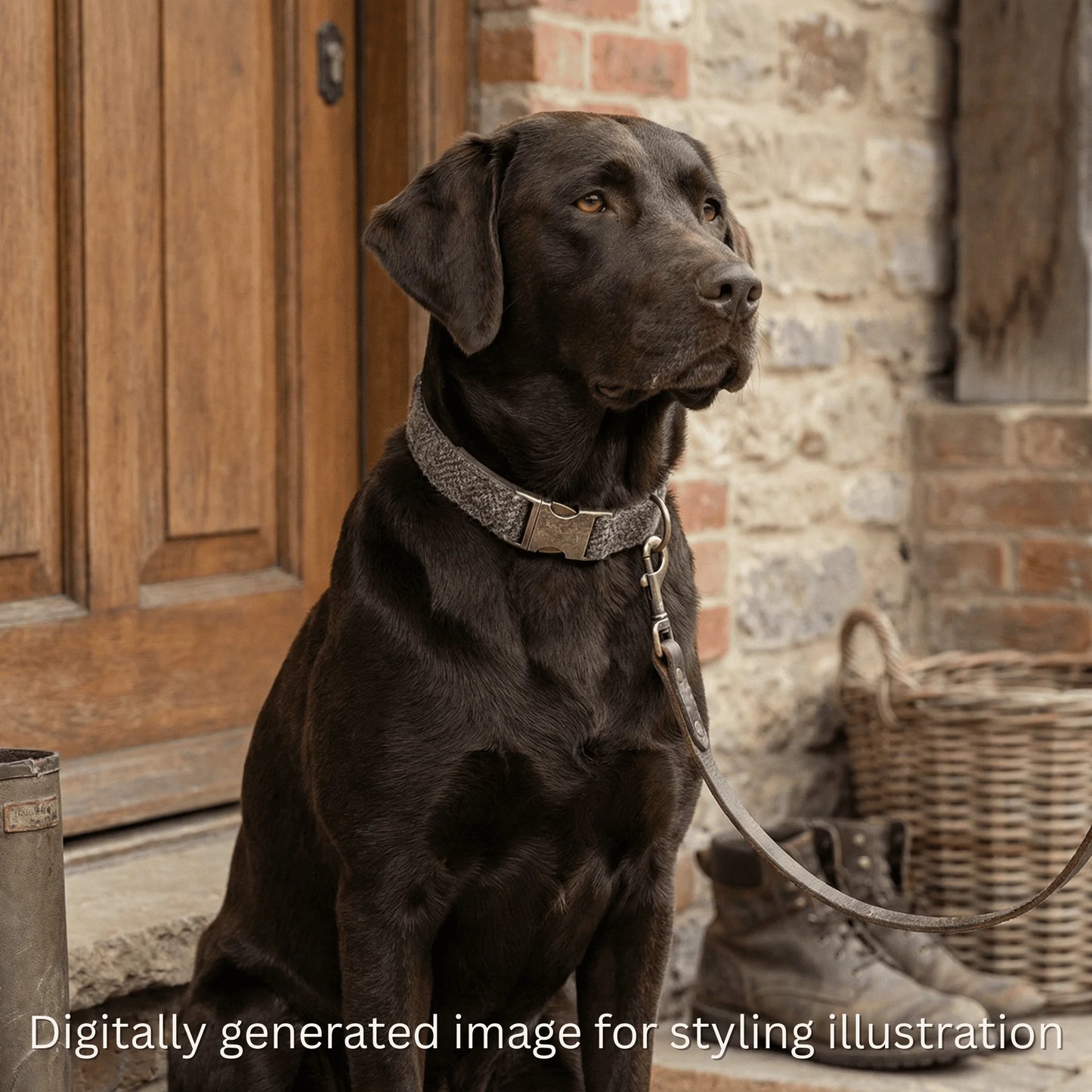 Stone Check Luxury Harris Tweed Dog Collar
