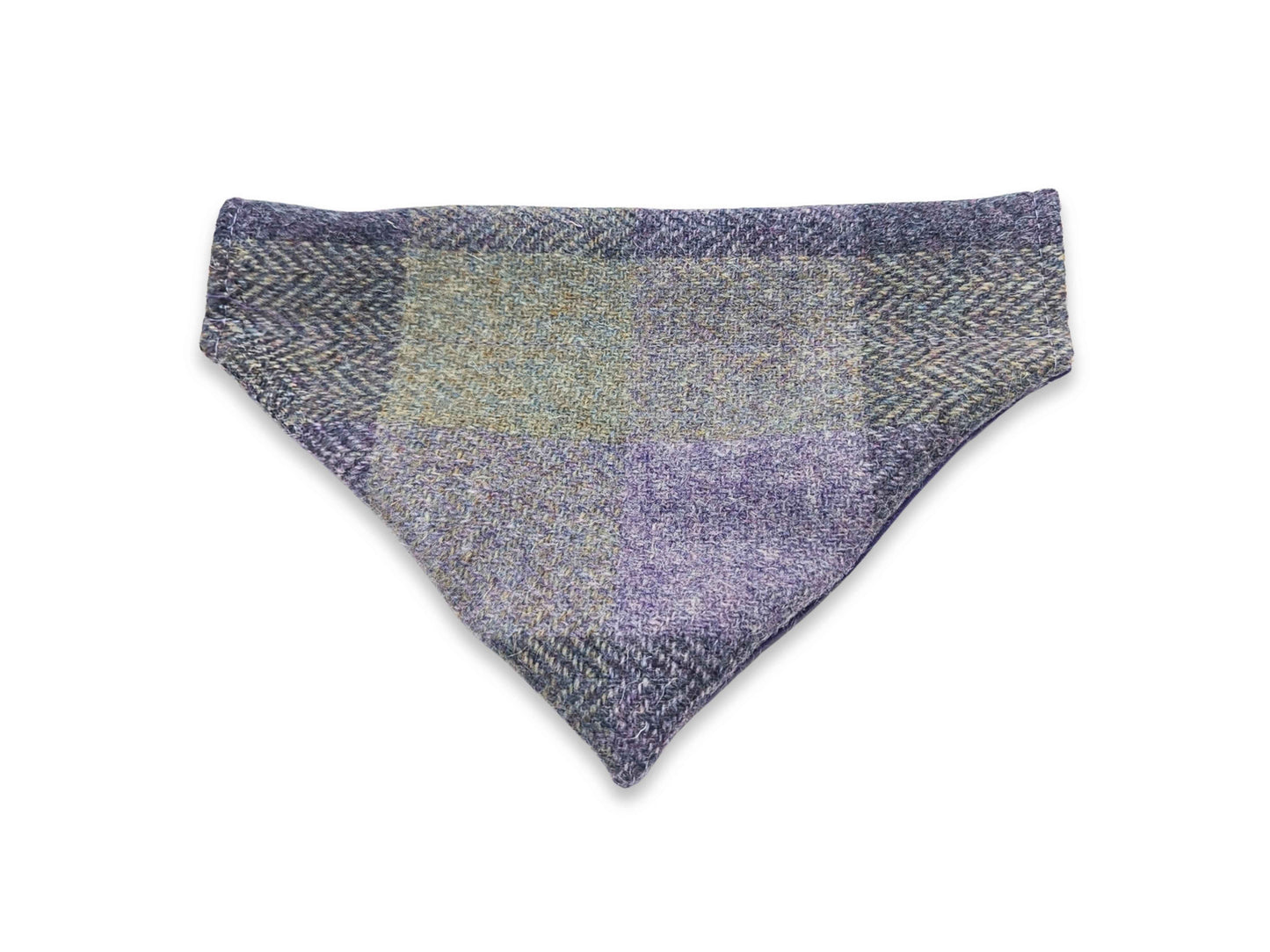 Lavender block check Harris Tweed dog bandana