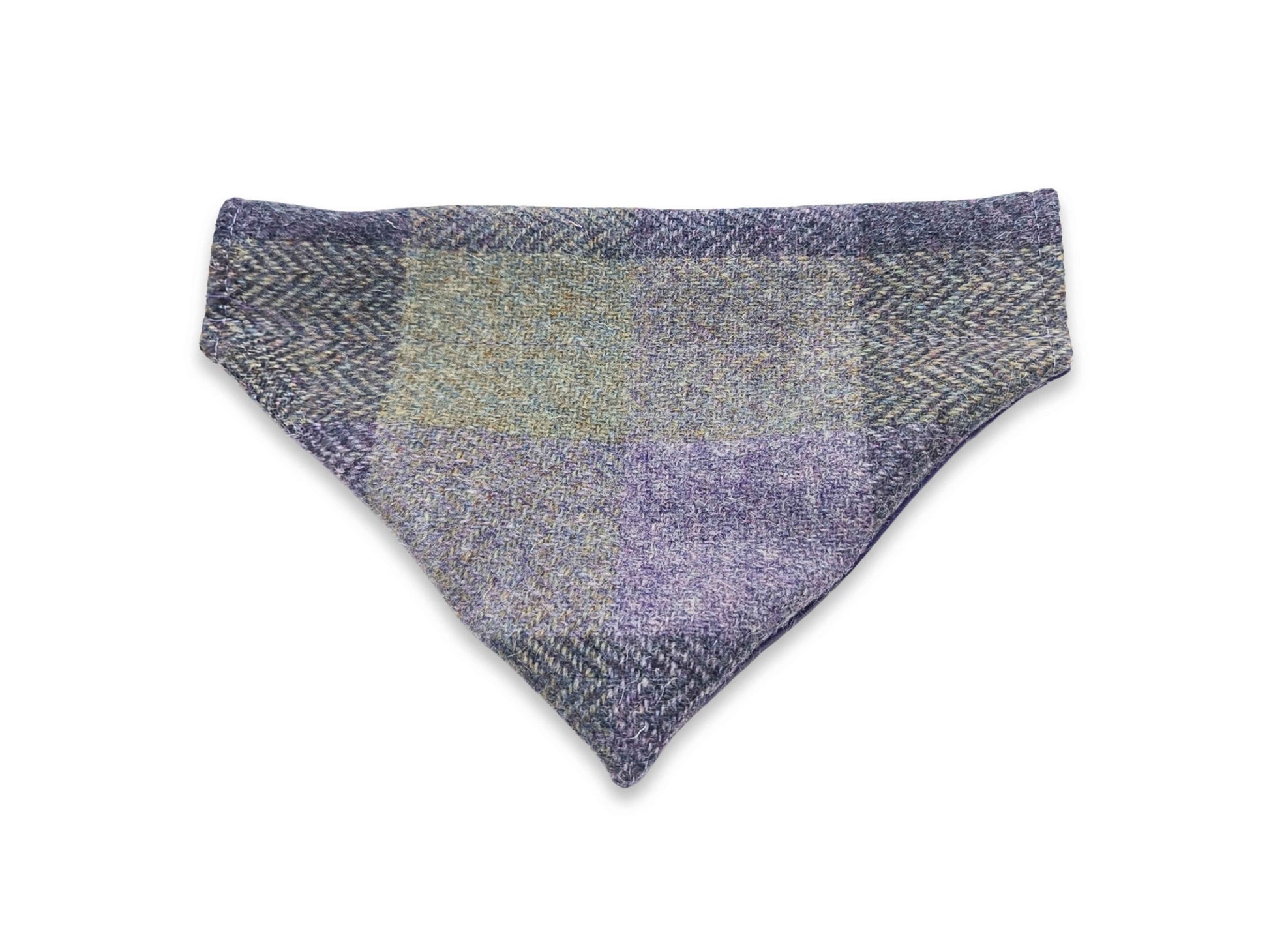 Lavender block check Harris Tweed dog bandana