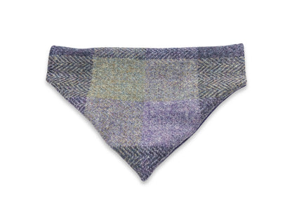 Lavender block check Harris Tweed dog bandana