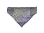 Lavender block check Harris Tweed dog bandana