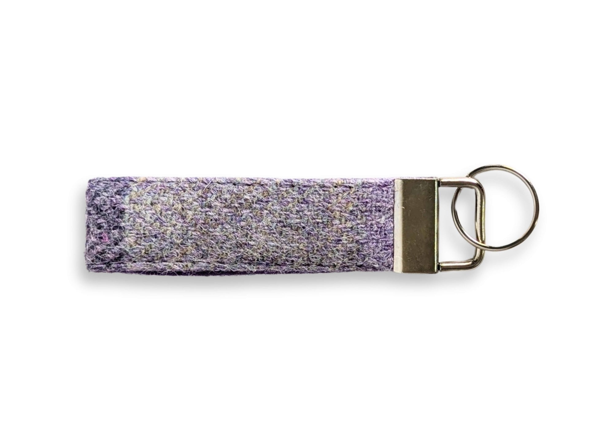 Lavender block check Harris Tweed keyring