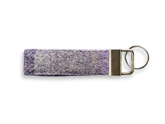 Lavender block check Harris Tweed keyring