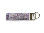 Lavender block check Harris Tweed keyring