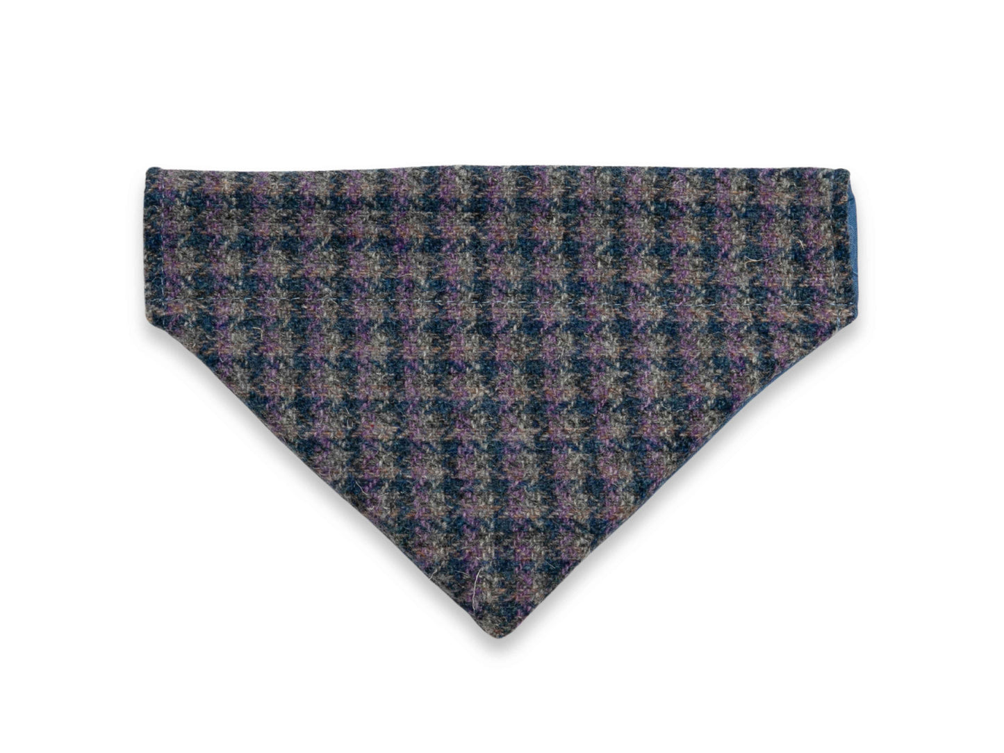 Lilac and blue small check Harris Tweed dog bandana