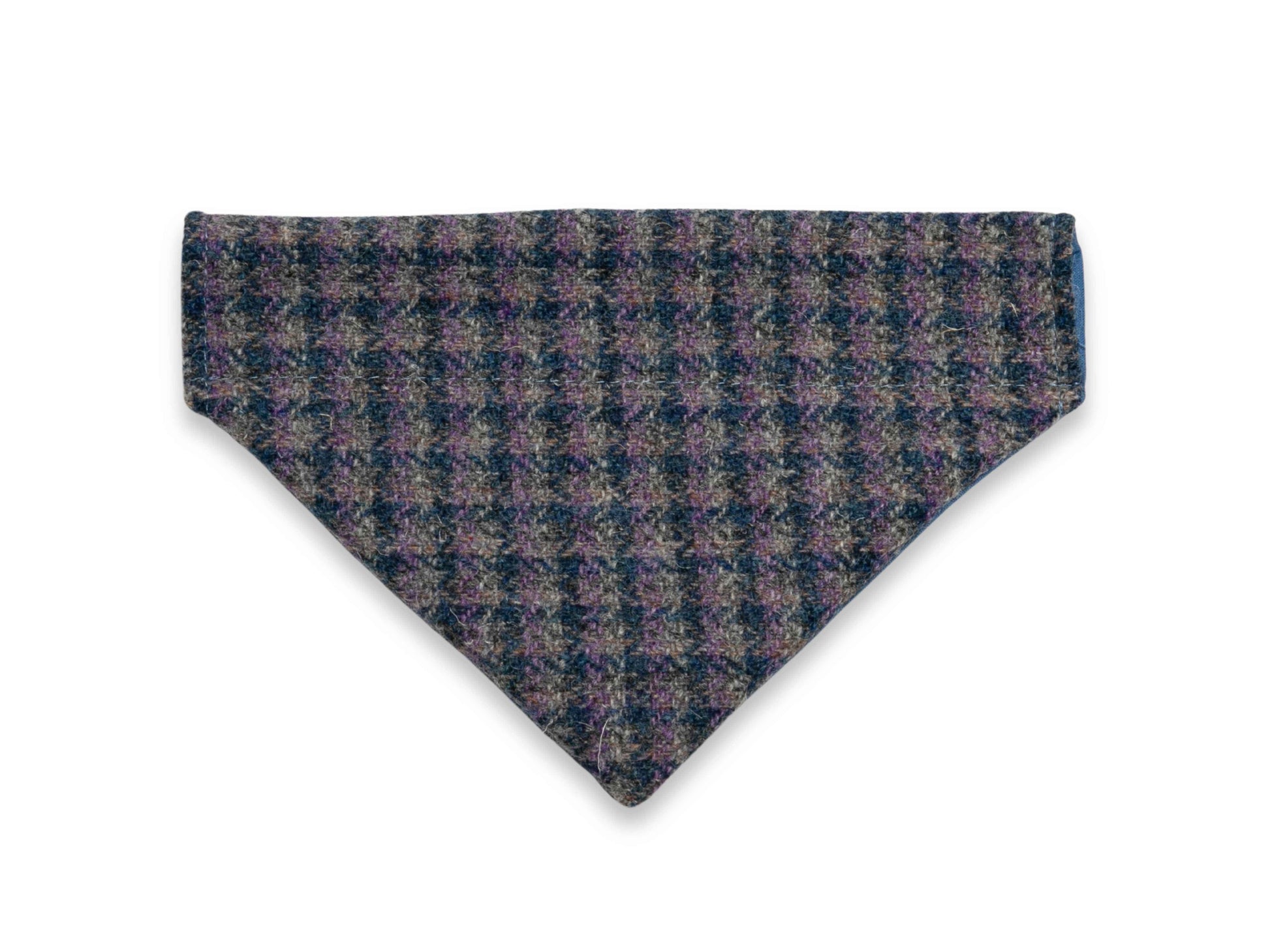 Lilac and blue small check Harris Tweed dog bandana