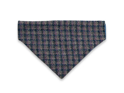 Lilac and blue small check Harris Tweed dog bandana