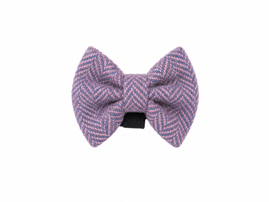 collared creatures Lilac & Blue Herringbone Luxury Harris Tweed Dog Bow Tie
