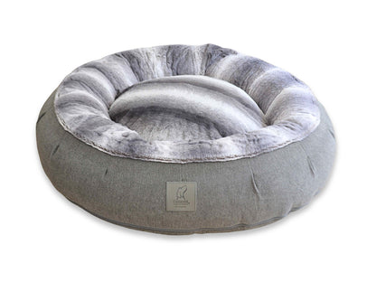 Grey Luxury Deluxe Donut Dog Bed