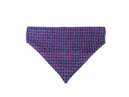 Magenta, Violet & Teal Houndstooth Luxury Harris Tweed Dog Collar
