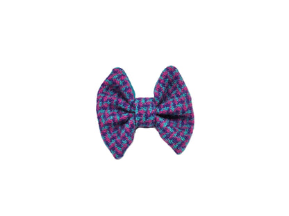Magenta, Violet & Teal Houndstooth Luxury Harris Tweed Dog Collar