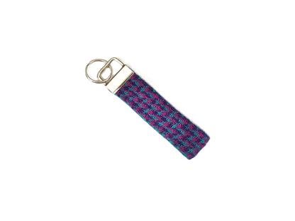 Magenta, Violet & Teal Houndstooth Luxury Harris Tweed Dog Collar